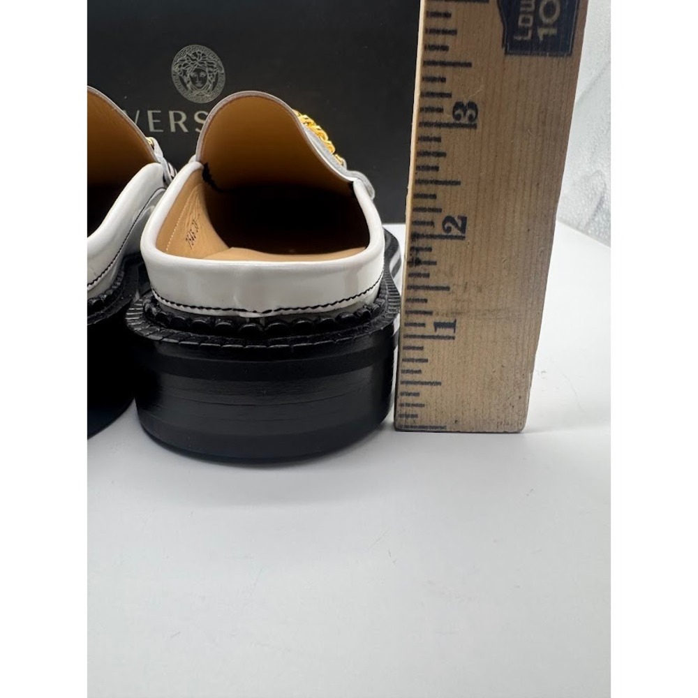 Versace Medusa Biggie White Leather Mule Loafers Gold Hardware IT 39 US 9 NEW - Picture 10 of 14